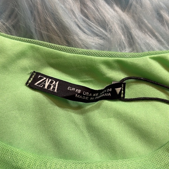 NWOT Zara Green Tulle Mini Dress sz XS - Picture 6 of 8